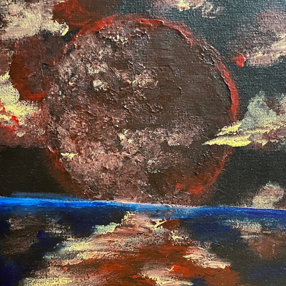 Acrylic painting of the sunset on canvas